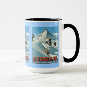 Vintage Ski Poster,  Switzerland, Zermatt, Mug