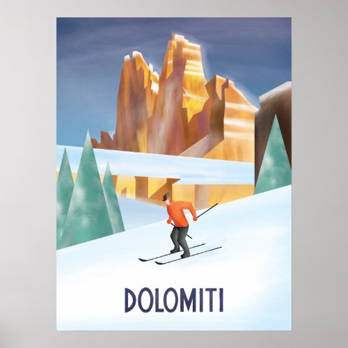 Vintage Ski poster Trentino Alto Adige