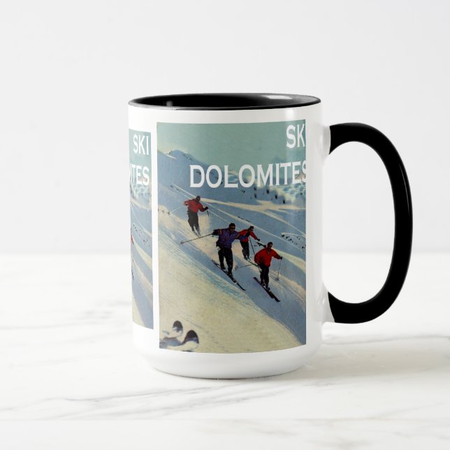 Vintage Ski posters, Ski Dolomites Mug (Right)