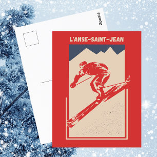 Vintage Ski Quebec Resort L'Anse-Saint-Jean Postcard