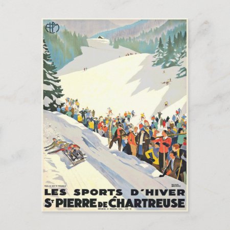 Vintage Ski Resort Postcard From Switzerland