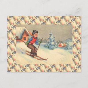 Vintage Ski Scene, Starting young Postcard