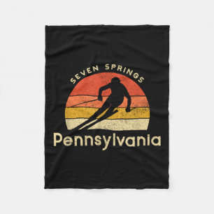 Vintage Ski Seven Springs Pennsylvania Mountain Fleece Blanket
