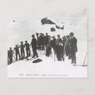 Vintage Ski, Ski lesson for young people 1900 Postcard