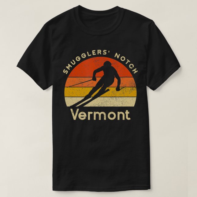 Vintage Ski Smugglers Notch Vermont Mountain  T-Shirt (Design Front)