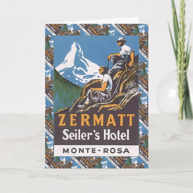 Vintage Ski, Switzerland, Zermatt, Seilor's Hotel Card (Front)