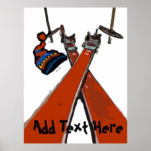 Vintage Ski Travel add text Poster
