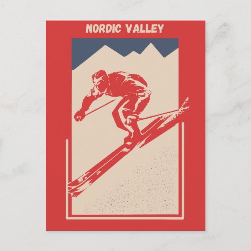 Vintage Ski Utah Mountain Resort Nordic Valley Postcard