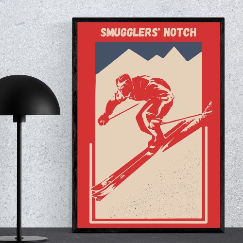 Vintage Ski Vermont Mount Resort Smugglers Notch Poster