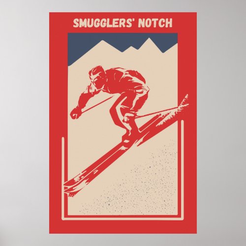Vintage Ski Vermont Mount Resort Smugglers Notch Poster