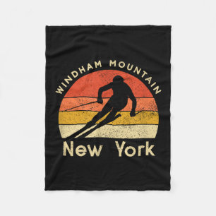 Vintage Ski Windham Mountain New York Mountain Fleece Blanket