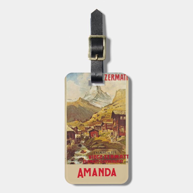Vintage Ski Zermatt Luggage Tag (Front Vertical)