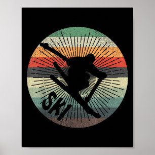 Vintage Skier Ski Skiing Mountains Winter Sports F Poster