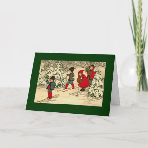 Vintage Skiers Christmas card