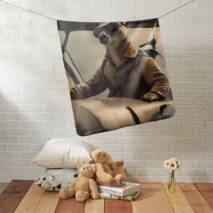"Vintage Skies: The Kangaroo Pilot in Old Plane Baby Blanket