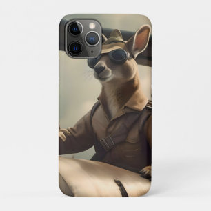 "Vintage Skies: The Kangaroo Pilot in Old Plane iPhone 11 Pro Case