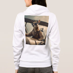 "Vintage Skies: The Kangaroo Pilot in Old Plane Hoodie