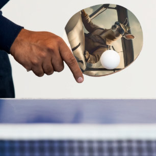 "Vintage Skies: The Kangaroo Pilot in Old Plane Ping Pong Paddle