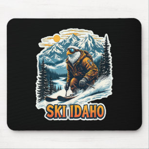 Vintage Skiing Eagle Design, Ski Idaho  Mouse Pad