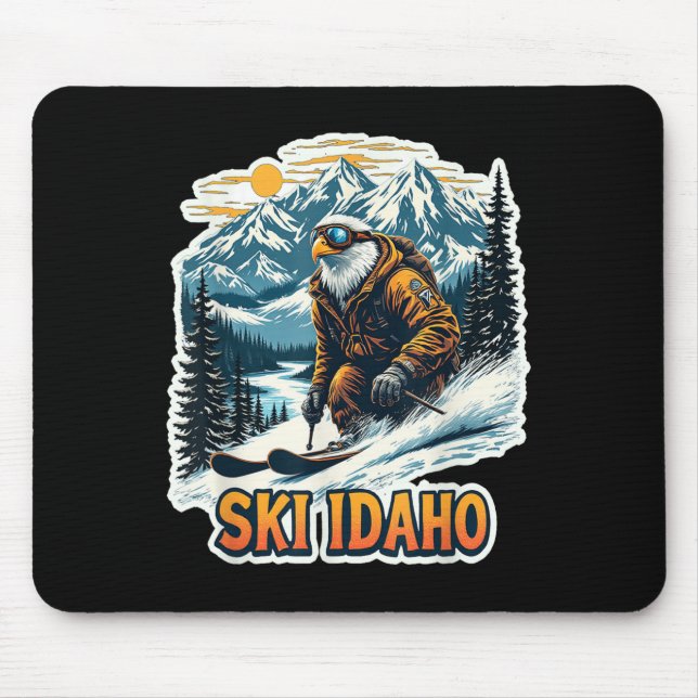 Vintage Skiing Eagle Design, Ski Idaho  Mouse Pad (Front)
