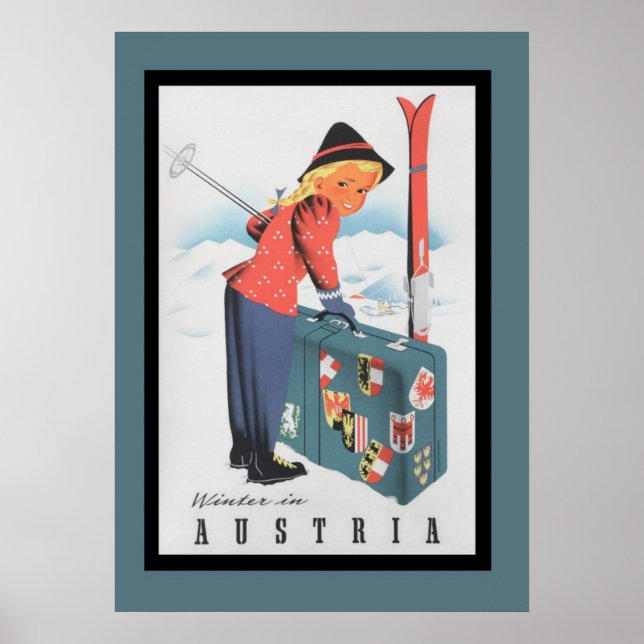 Vintage Skiing in Austria Poster (Front)
