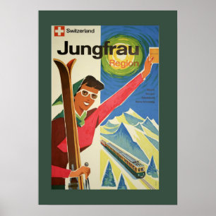 Vintage Skiing in Switzerland Poster