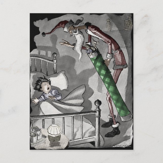 Vintage Skinny Santa Christmas Postcard (Front)