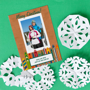 Vintage Skis Custom Photo Holiday Card