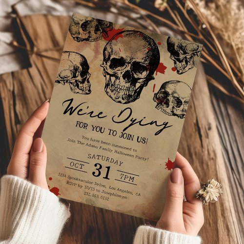 Vintage Skull Adult Halloween Party Invitation