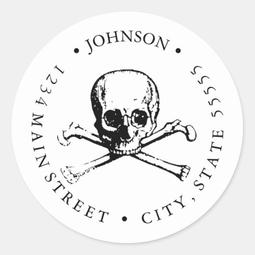 Vintage Skull and Crossbones Illustration Classic Round Sticker