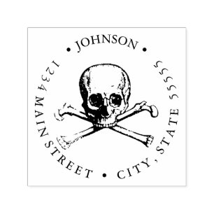 Vintage Skull and Crossbones Illustration Self-inking Stamp