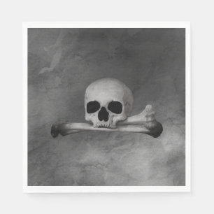 Vintage Skull and Crossbones on Gray Texture Napkins