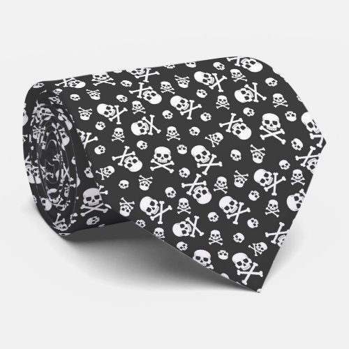 Vintage Skull and Crossbones Pattern Neck Tie