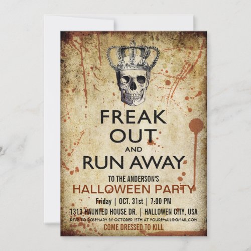 Vintage Skull and Crown Halloween Party Invitation