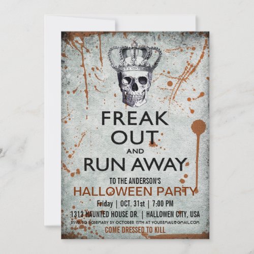 Vintage Skull and Crown Halloween Party Invitation