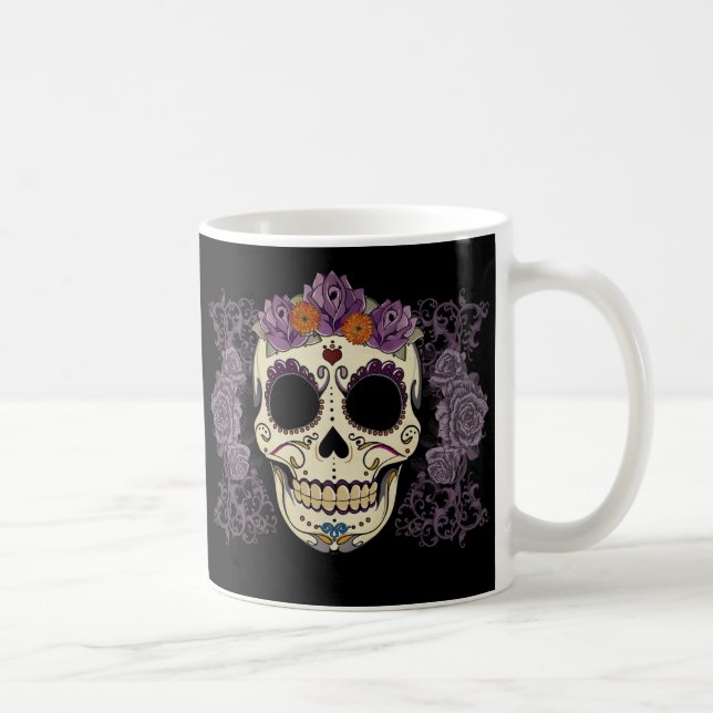 Vintage Skull and Roses Coffee Mug (Right)