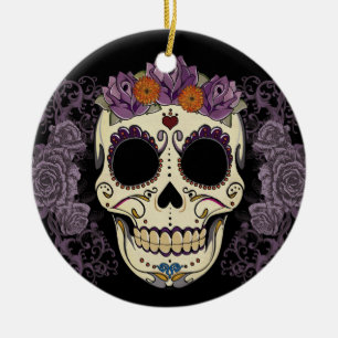 Vintage Skull and Roses Ornament