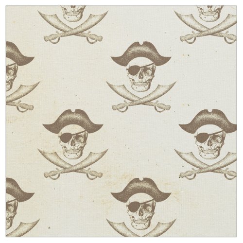 Vintage Skull and Swords Pirate Fabric