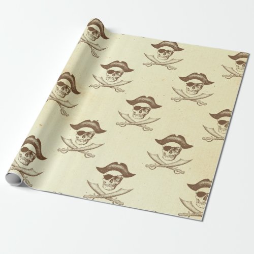 Vintage Skull and Swords Pirate Wrapping Paper