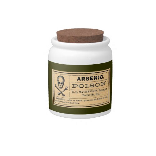 Vintage Skull Arsenic Poison Label Candy Jar