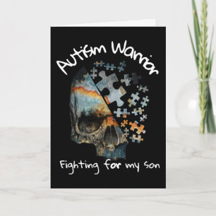 Vintage Skull Autism Warrior Fighting For My Son Card