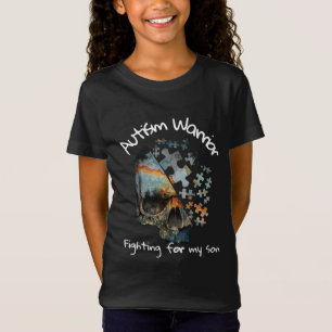 Vintage Skull Autism Warrior Fighting For My Son T-Shirt
