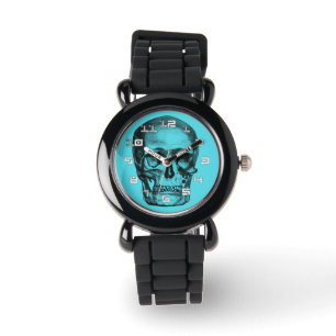 Vintage Skull Blue Background  Watch