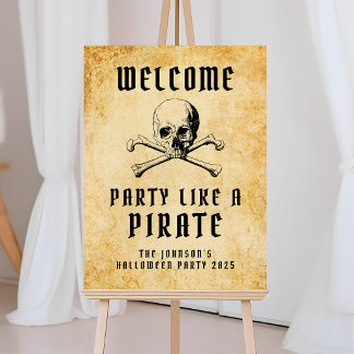 Vintage Skull & Bones Pirate Halloween Welcome Foam Board