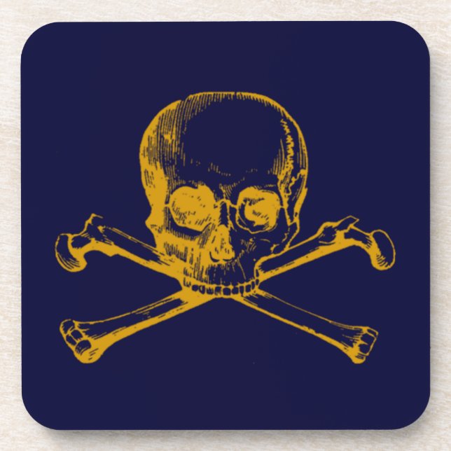 Vintage Skull & Crossbones Beverage Coaster (Front)
