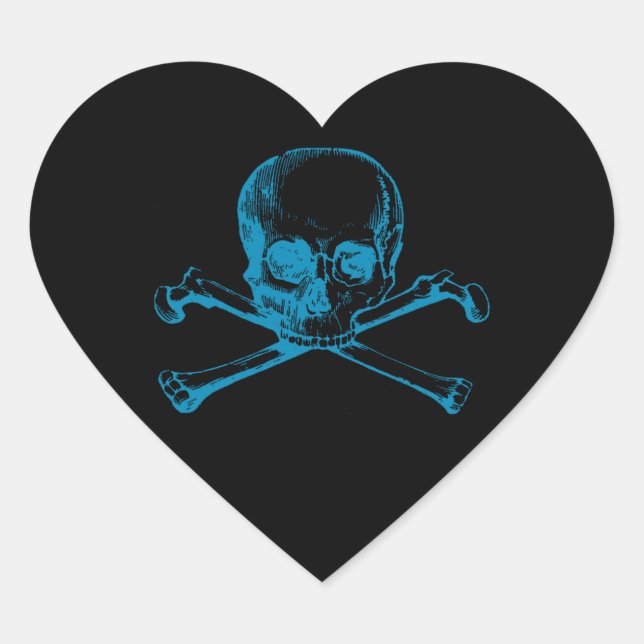 Vintage Skull & Crossbones Heart Sticker (Front)