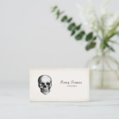 Vintage Skull Etching Aged Business Business Card (Standing Front)