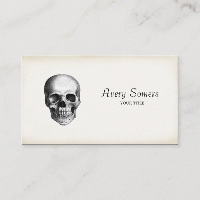 Vintage Skull Etching Aged Business Business Card (Front)