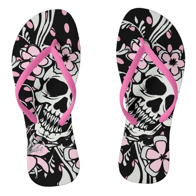 Vintage Skull Flip Flops (Footbed)