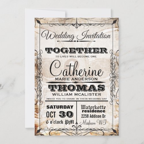 Vintage Skull &amp; Flourishes Wedding Invitation